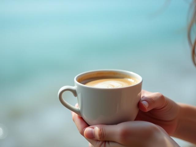 해운대 바다를 바라보며 커피를 즐기는 사람들의 모습